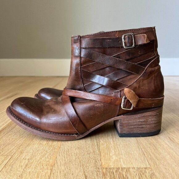 Freebird By Steven Sammi Brown Leather Ankle Boots Size 8 western‎ rodeo cowgirl - Picture 12 of 12